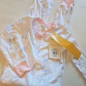 The‎ Beaufort Bonnet Company White and Pink Bunny Pajama Set